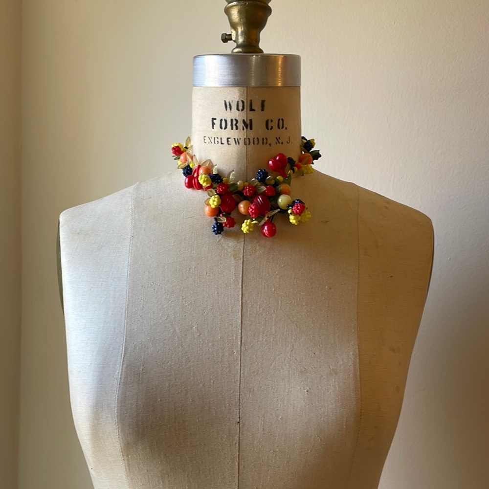 Vintage Tropical Fruit Statement Necklace